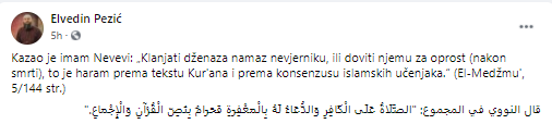 Sukob Elvedina Pezića i Muhamed ef. Velića oko toga smije li musliman moliti za Balaševića Screenshot_1-6