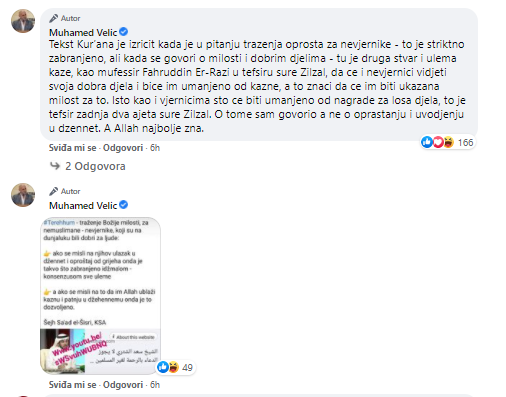 Sukob Elvedina Pezića i Muhamed ef. Velića oko toga smije li musliman moliti za Balaševića Screenshot_3-19