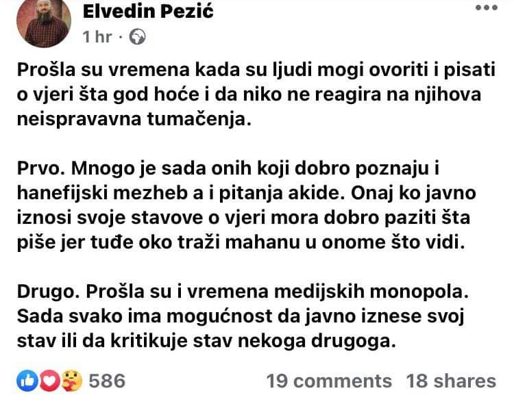 Sukob Elvedina Pezića i Muhamed ef. Velića oko toga smije li musliman moliti za Balaševića Q3